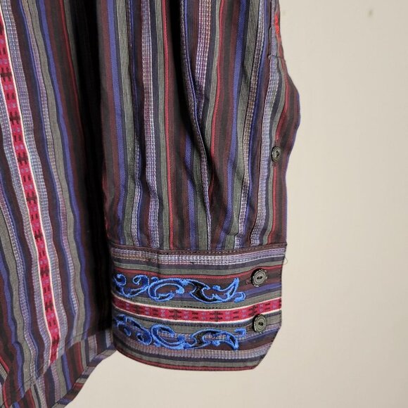 Robert Graham Men's XL Button Down Striped Flip Cuff Multicolored Shirt MIssing - Picture 6 of 13